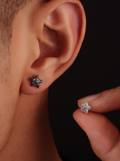 Men Copper Plated Zircon Studded Star Shaped Studs