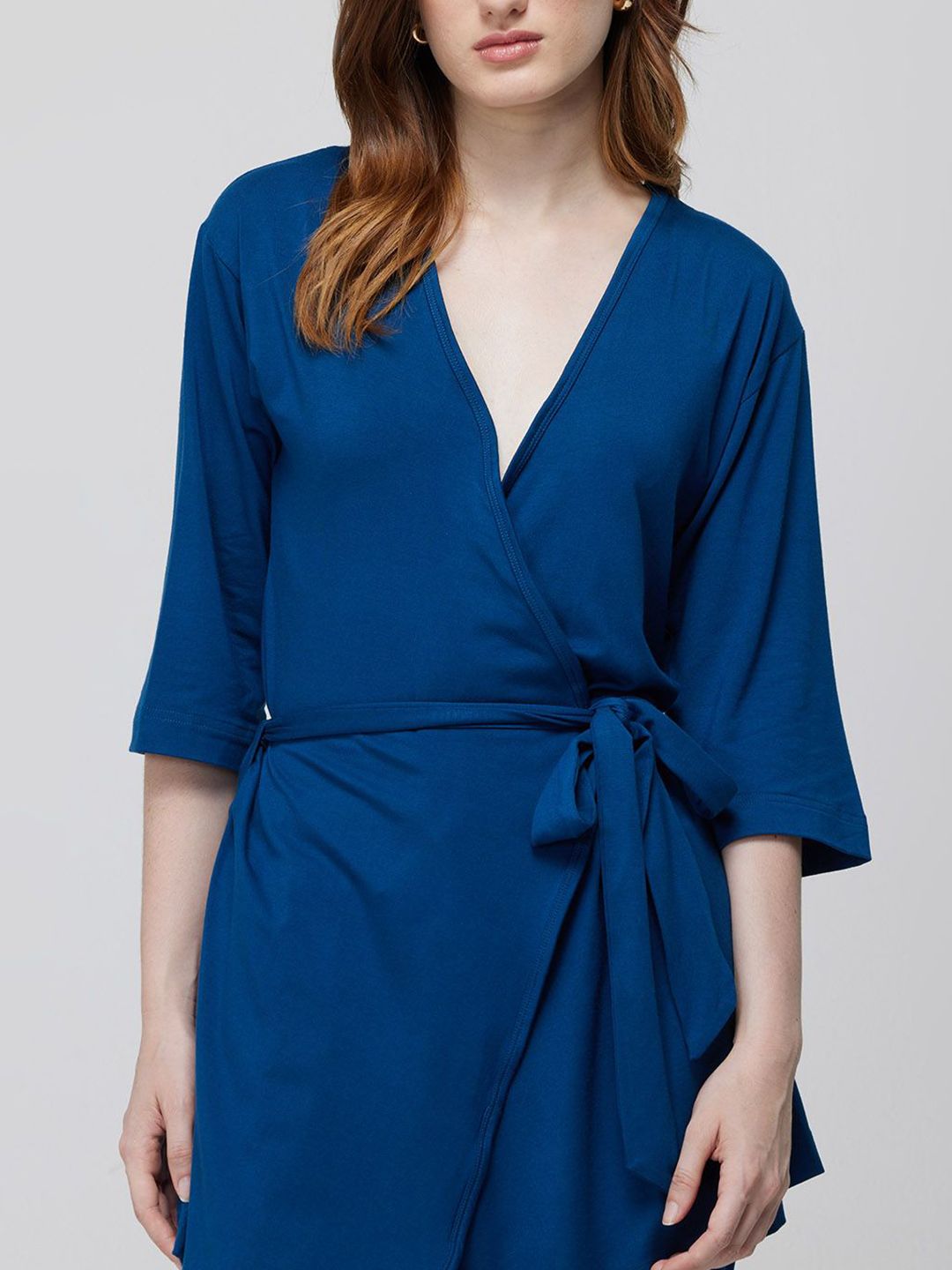Blue Ease Wrap Top