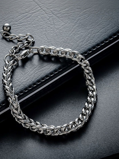 Men Handcrafted Silver-Plated Armlet Bracelet