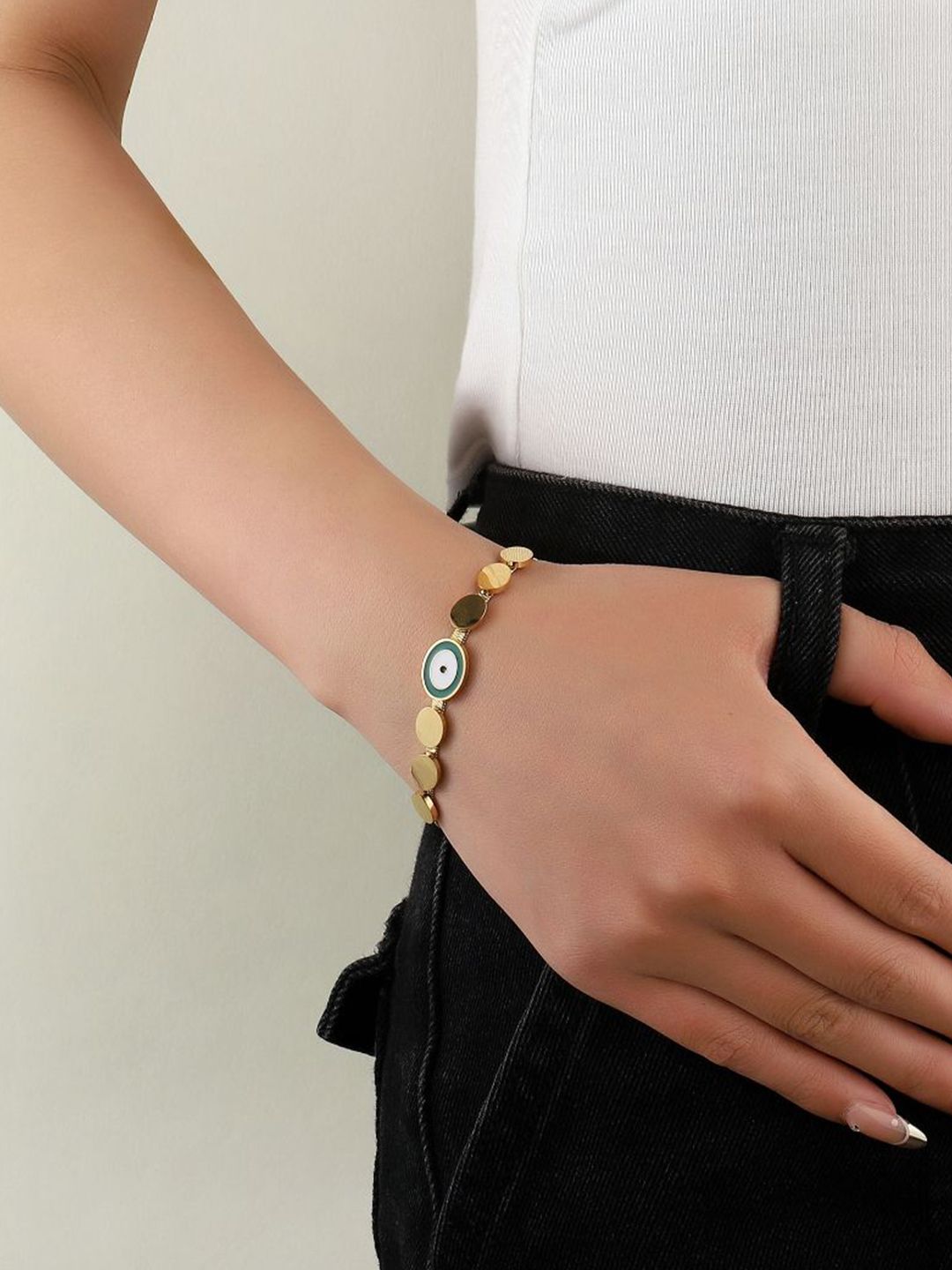 SALTY Stainless Steel Evil Eye Wraparound Bracelet