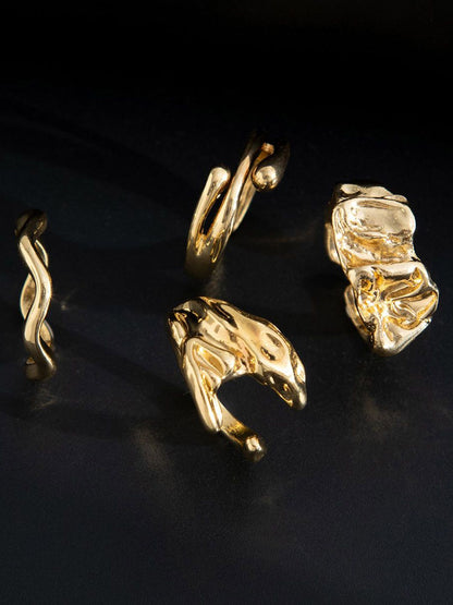 Men Set Of 4 Gold-Plated Finger Rings