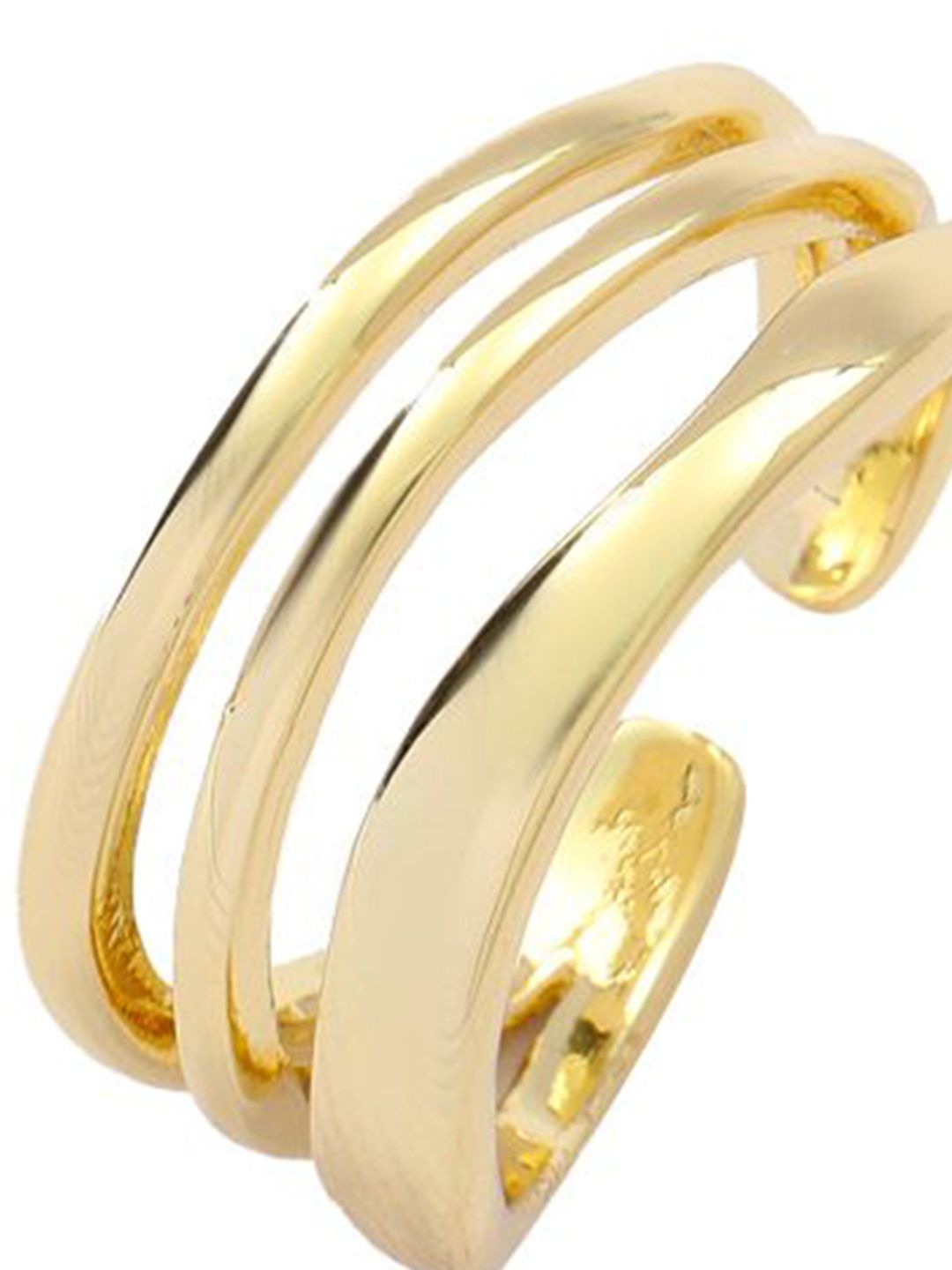 SALTY Women & Girls Stylish Adjustable Multi-Spiral Golden Finger Ring