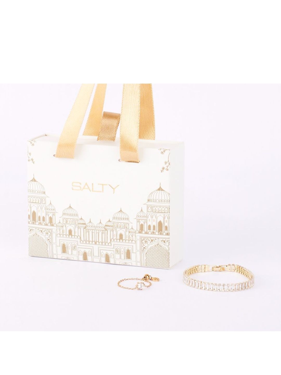 SALTY Champagne Self-Love Chain & Glimmer Diamond Tennis Bracelet Jewellery Set