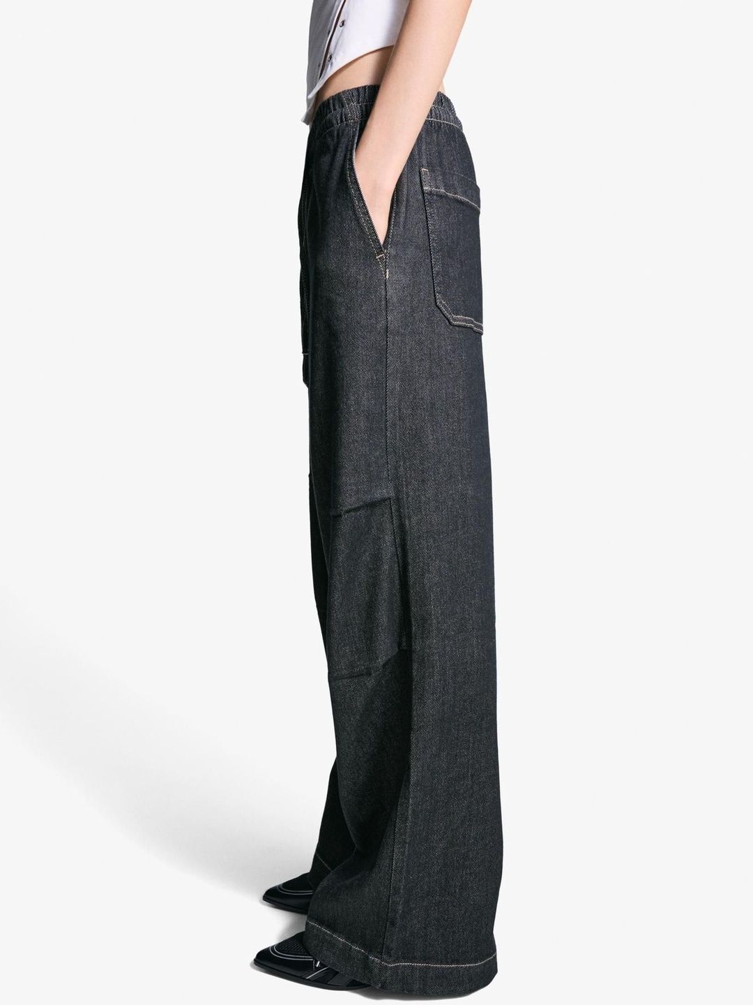 Wide-leg Fleece Jeans