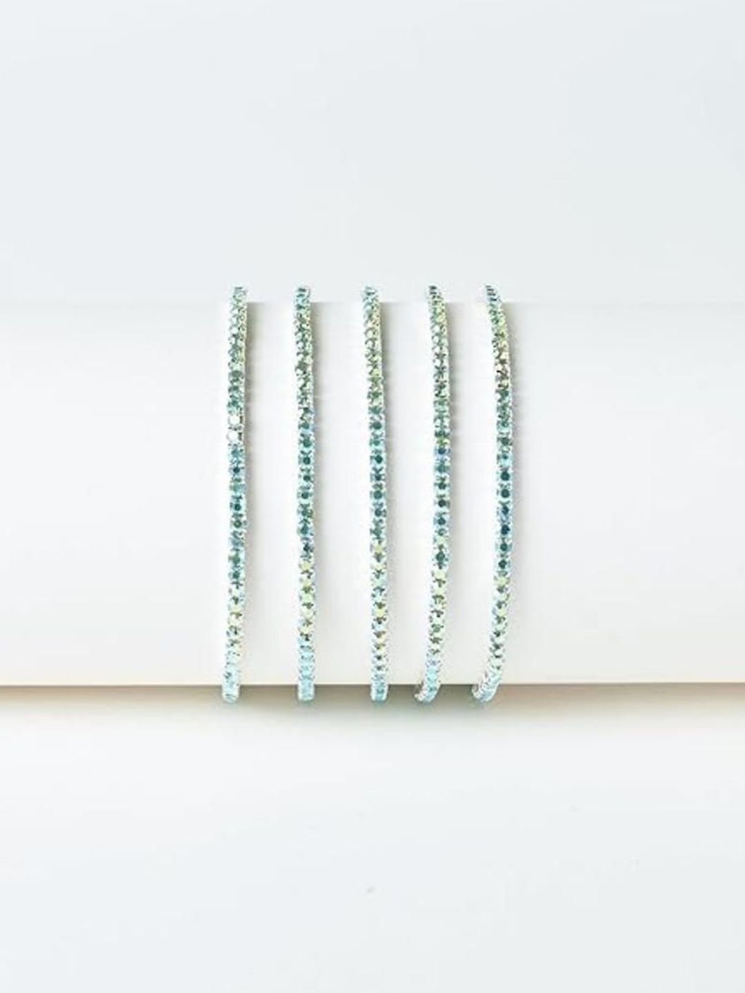 SALTY Women Set of 5 Stone Studded Twinkle Stretchable Elasticated Bracelets