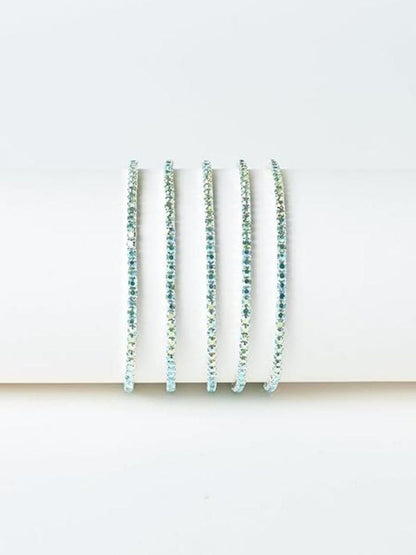 SALTY Women Set of 5 Stone Studded Twinkle Stretchable Elasticated Bracelets