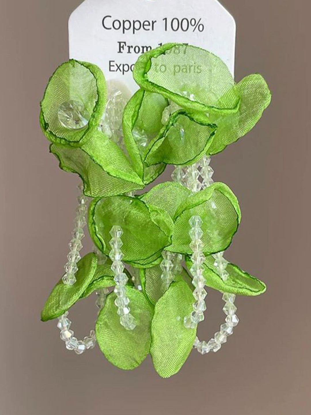 Artificial Beaded Leaf Shaped Drop Earrings