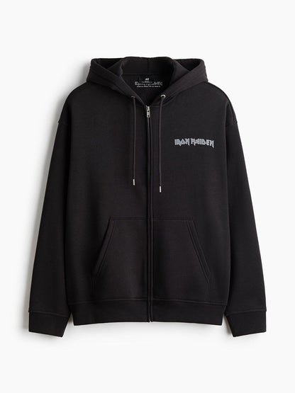 Loose Fit Printed Zip-Through Hoodie
