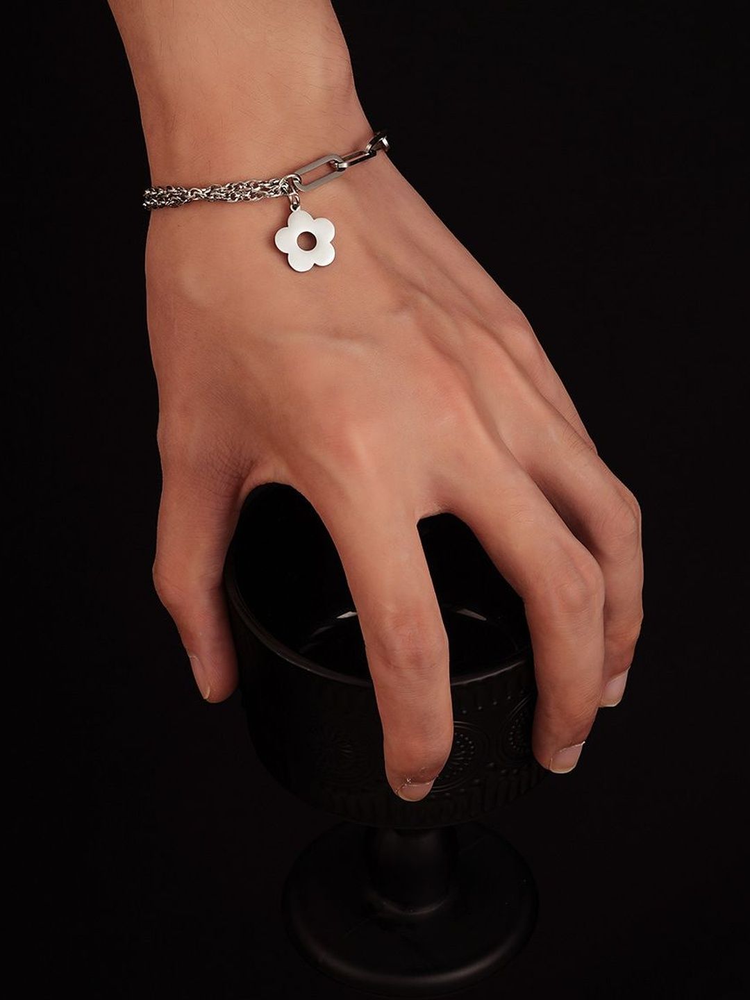 Men Handcrafted Silver-Plated Link Bracelet