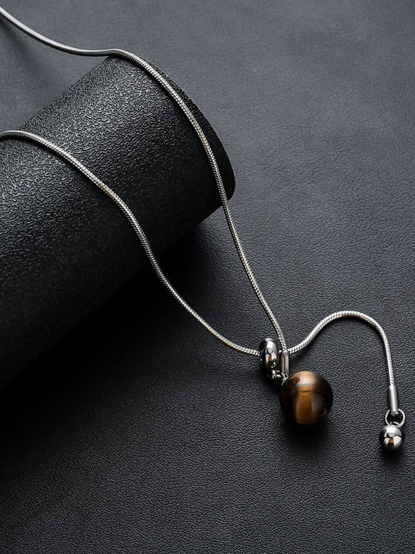 Stainless Steel Silver-Plated Artificial Stones Minimal Necklace