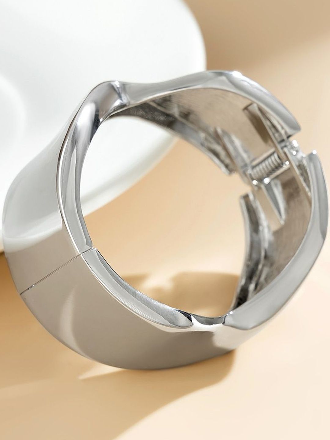Men Handcrafted Silver-Plated Cuff Bracelet