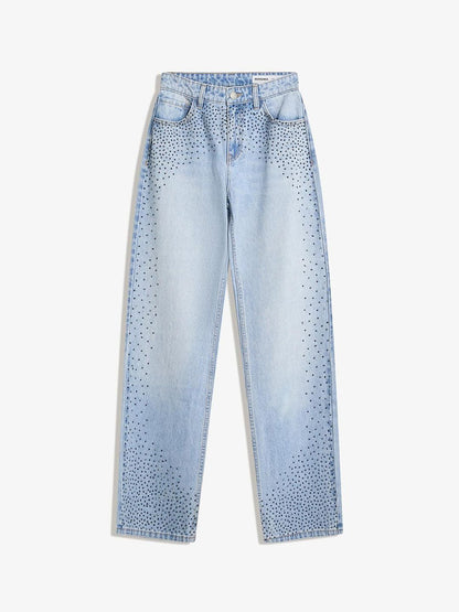 Women straight fit Mid-Rise Light Fade Cotton Jeans