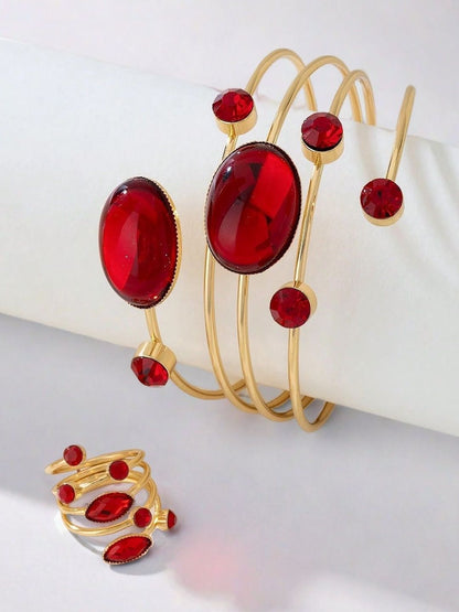 Gold-Plated Stone Studded Jewellery Set