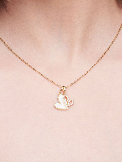 SALTY Pack of 2 Women LoveBond Double Heart Golden Necklace