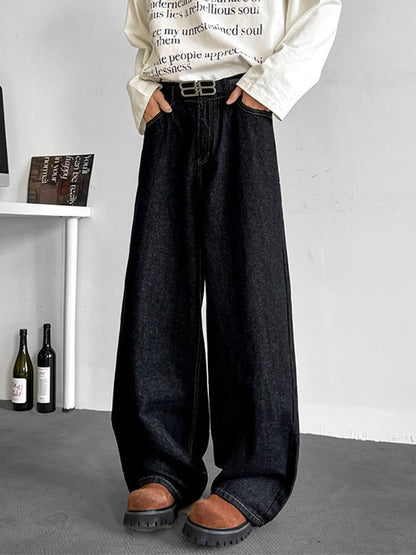 Men Wide Leg Light Fade Jeans