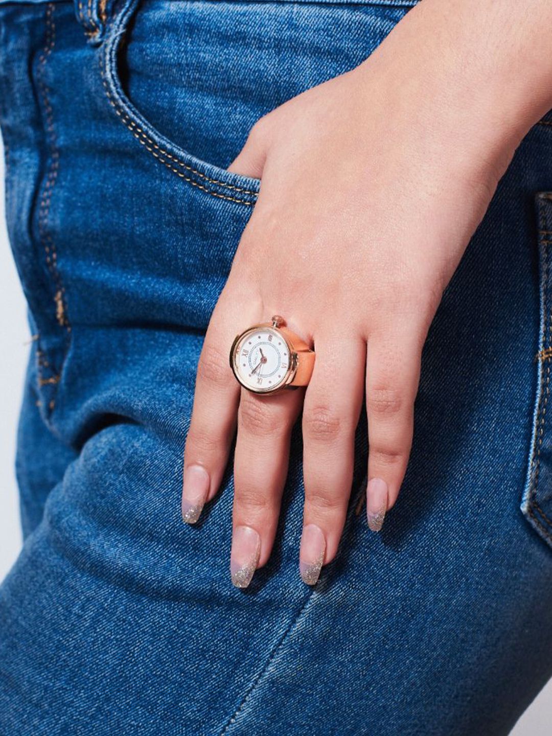 SALTY Stones Studded Rocky & Girl Boss Pendant Chain & Watch Ring Jewellery Set