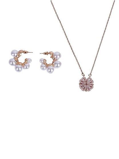 SALTY Heart-Shaped Magnetic Necklace & Pearl Perfection Earrings Jewellery Set