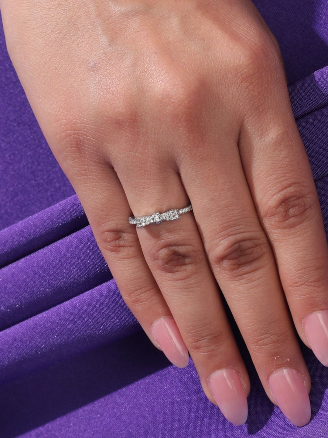 SALTY Margaret Silver Plated Stone Studded Finger Ring