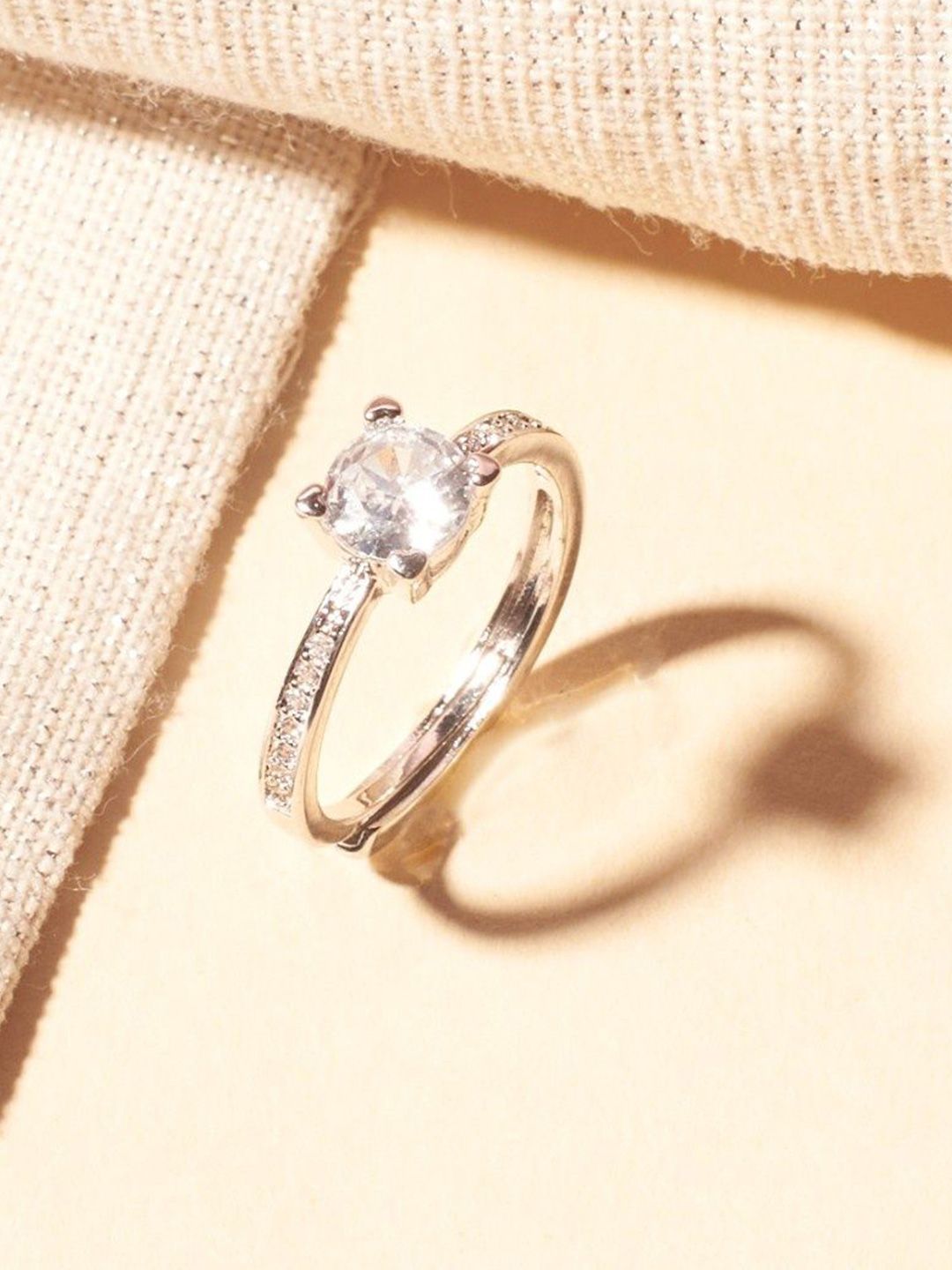 SALTY Silver Princess Cut Gemstone Studded Ring