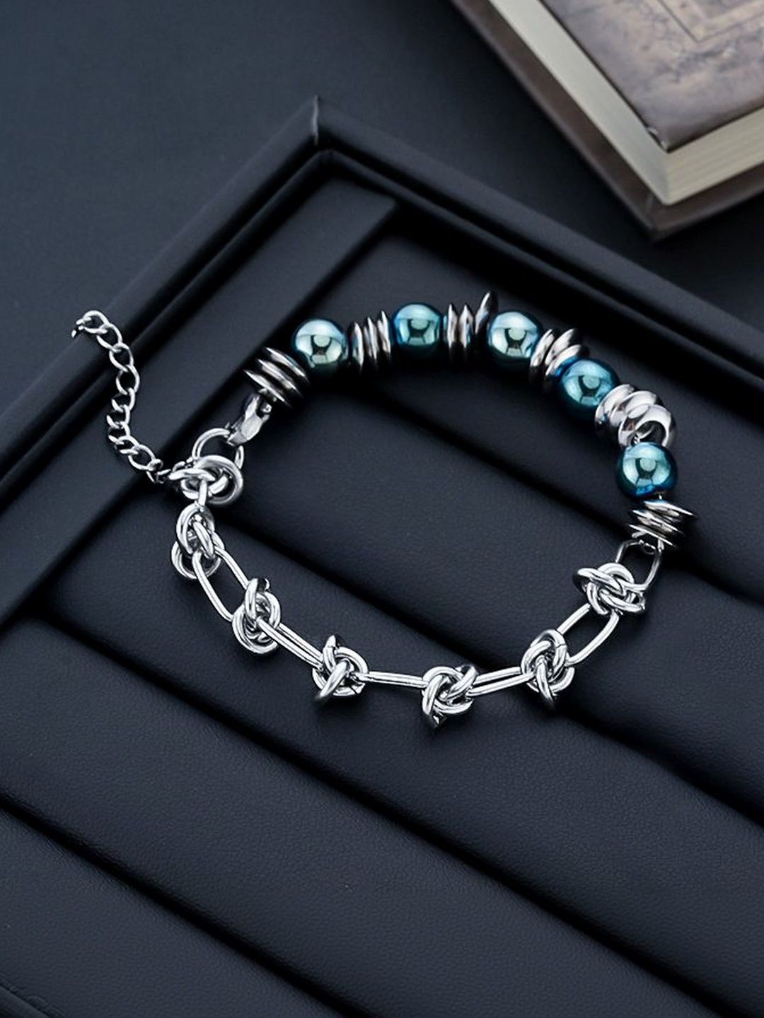 Men Handcrafted Silver-Plated Multistrand Bracelet