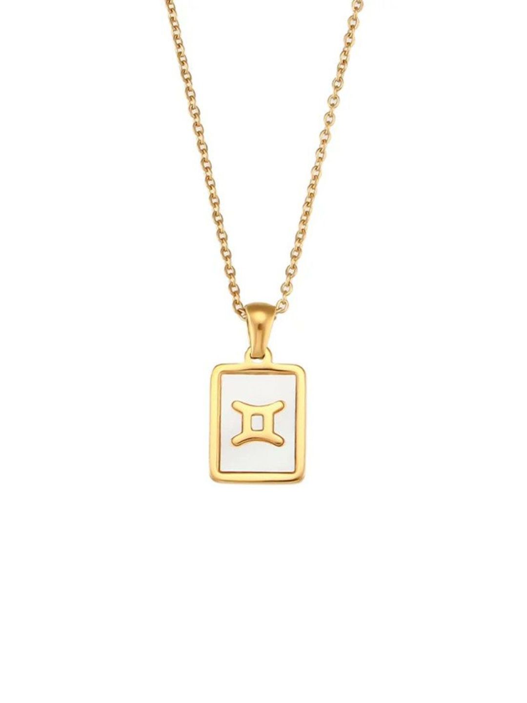 SALTY Gold & White Sign of the Stars Zodiac Gemini Pendant With Chain
