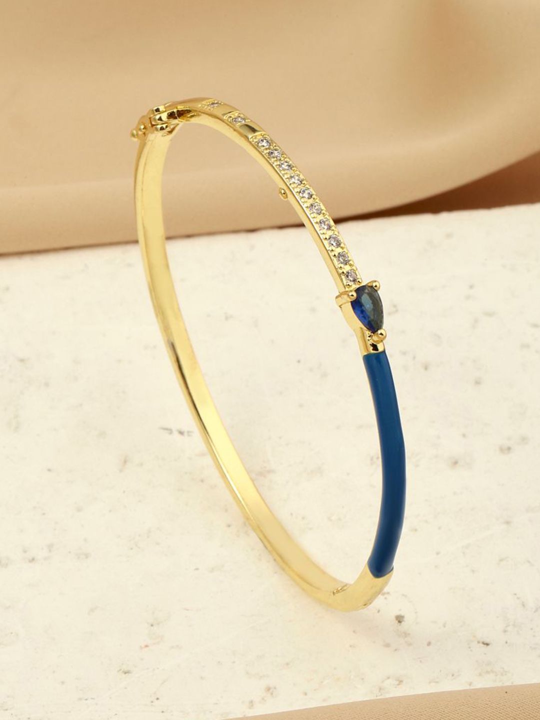 SALTY Gold-Plated Stone Studded Blossom Bangle-Style Bracelet