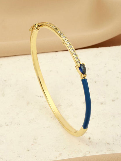 SALTY Gold-Plated Stone Studded Blossom Bangle-Style Bracelet