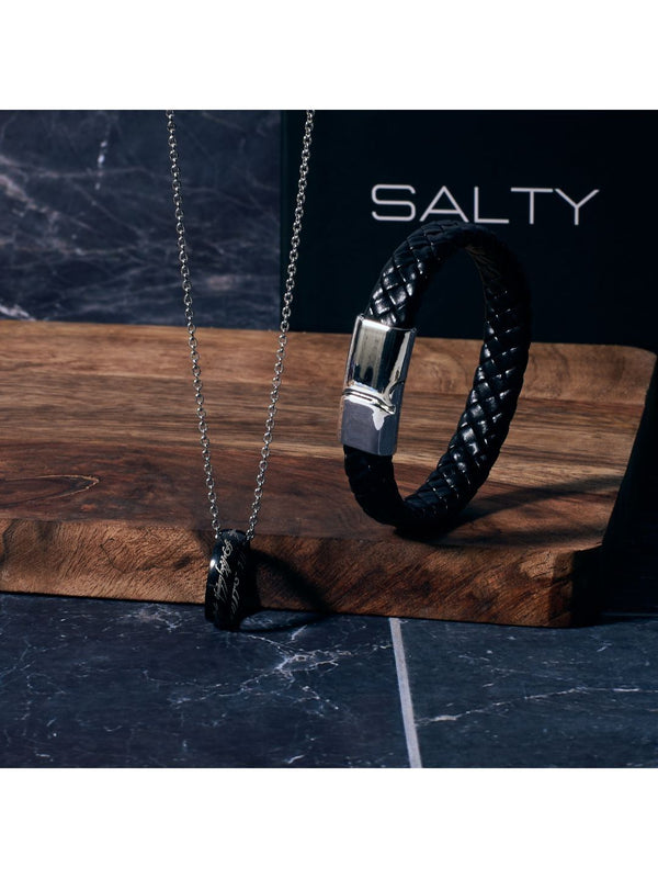 SALTY Promise Ring Chain & Avrum Leather Bracelet Jewellery Set
