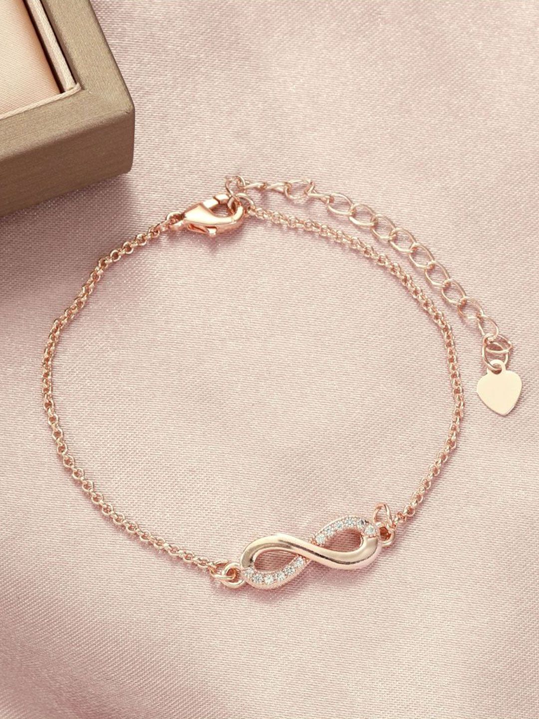 SALTY Women Stone Studded Forever Linked Infinity Charm Bracelet