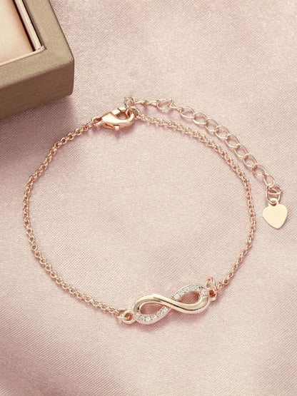 SALTY Women Stone Studded Forever Linked Infinity Charm Bracelet