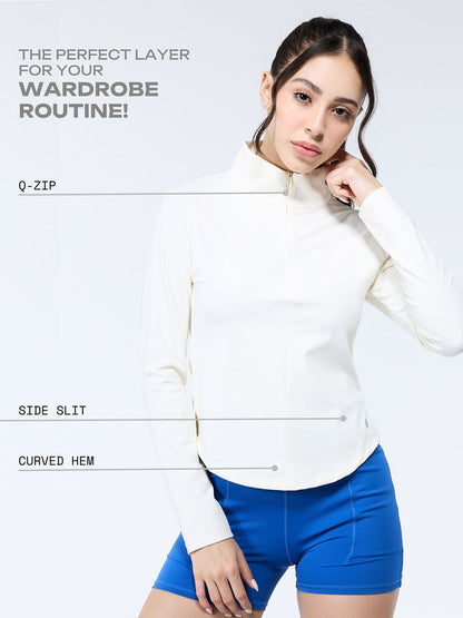 Women Ivory Zip-It-Up Top