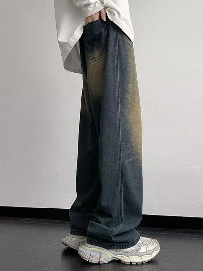 Men Mid-Rise Heavy Fade Wide Leg Jeans