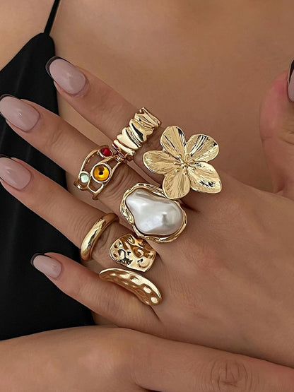Set of 6 Gold-Plated Finger Ring