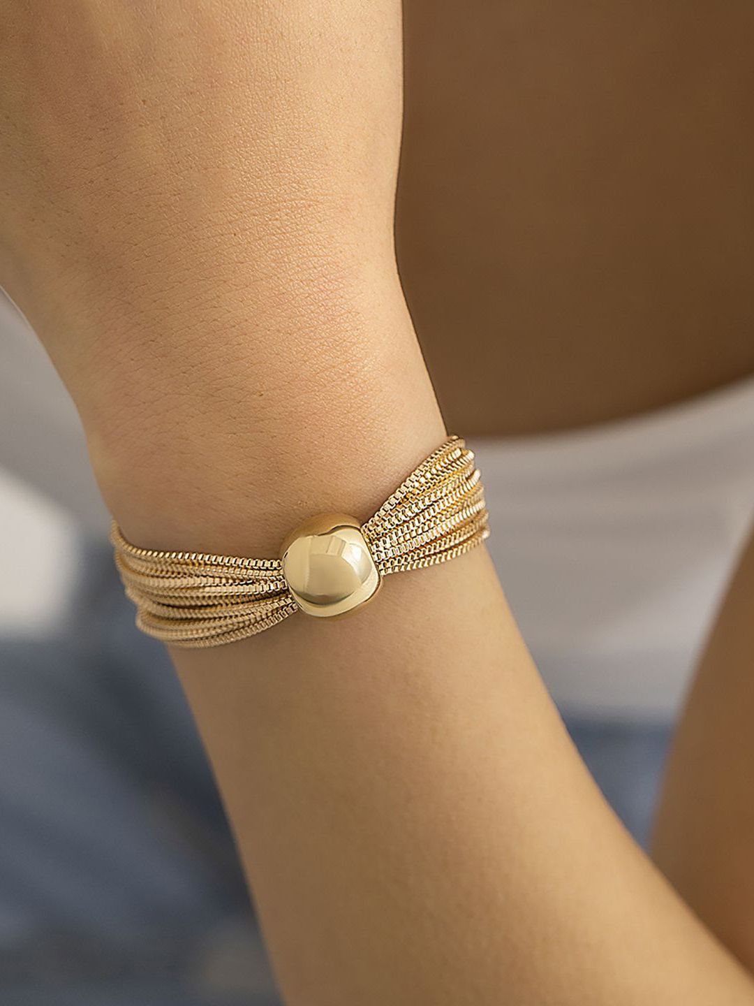 Women Handcrafted Gold-Plated Multistrand Bracelet