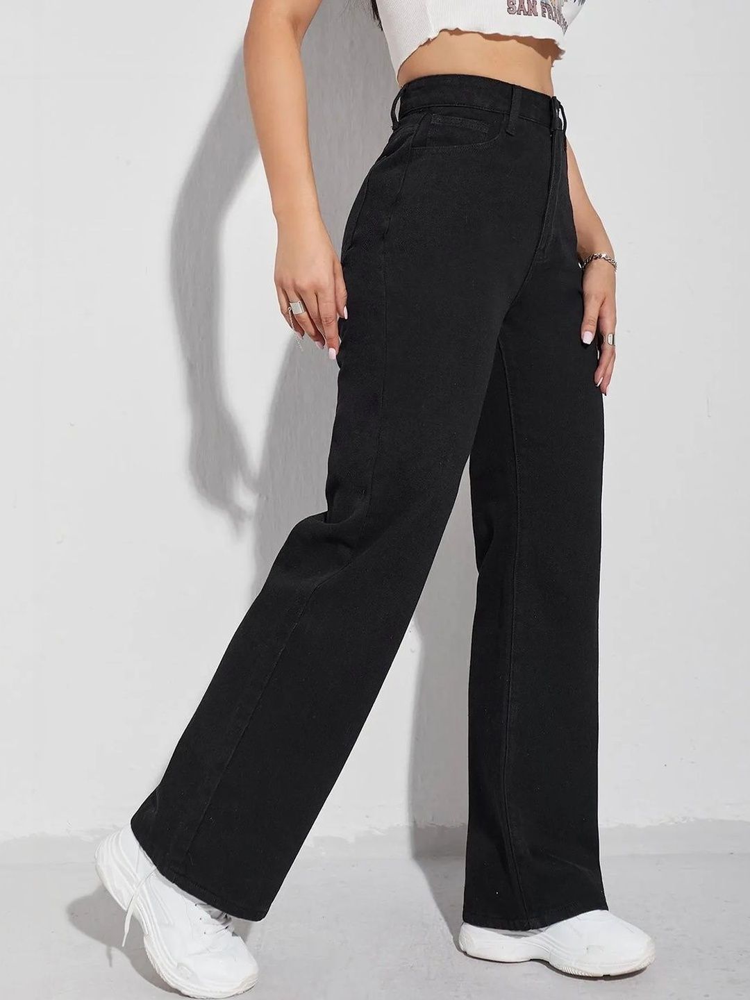 Women Classic Wide Leg High-Rise Stretchable Jeans