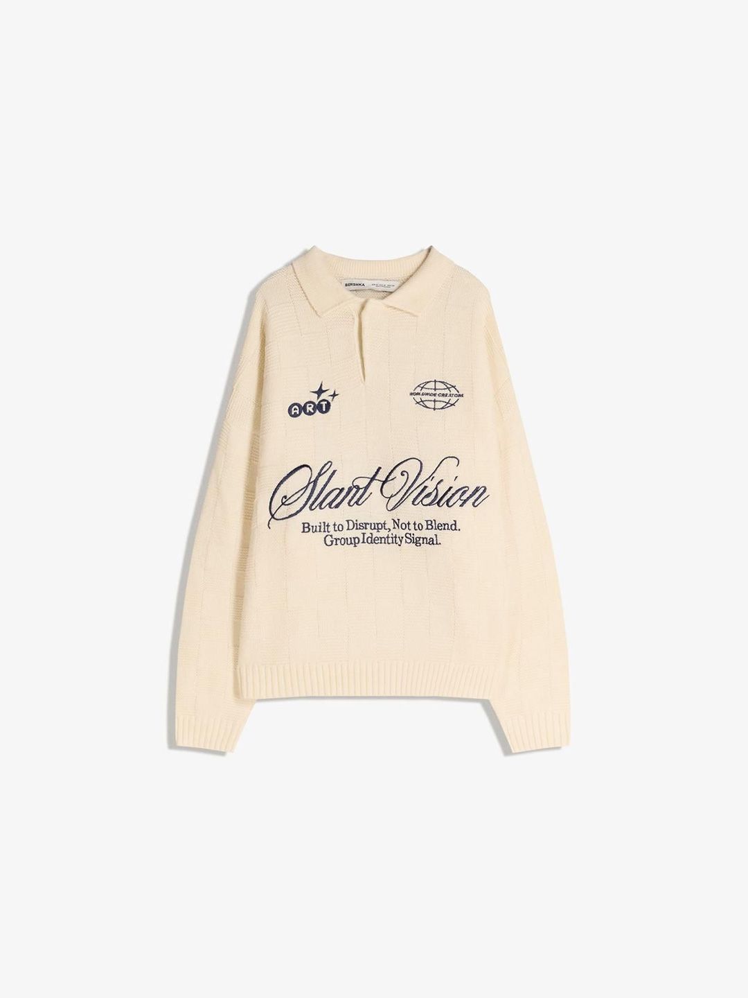 Printed polo collar sweater