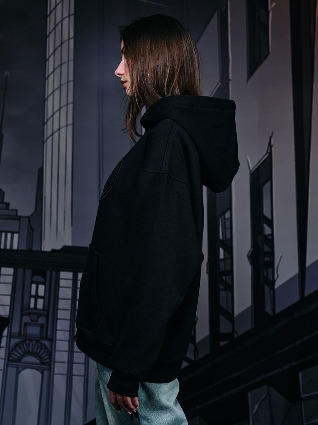 Women Printed Hooded Sweatshirt