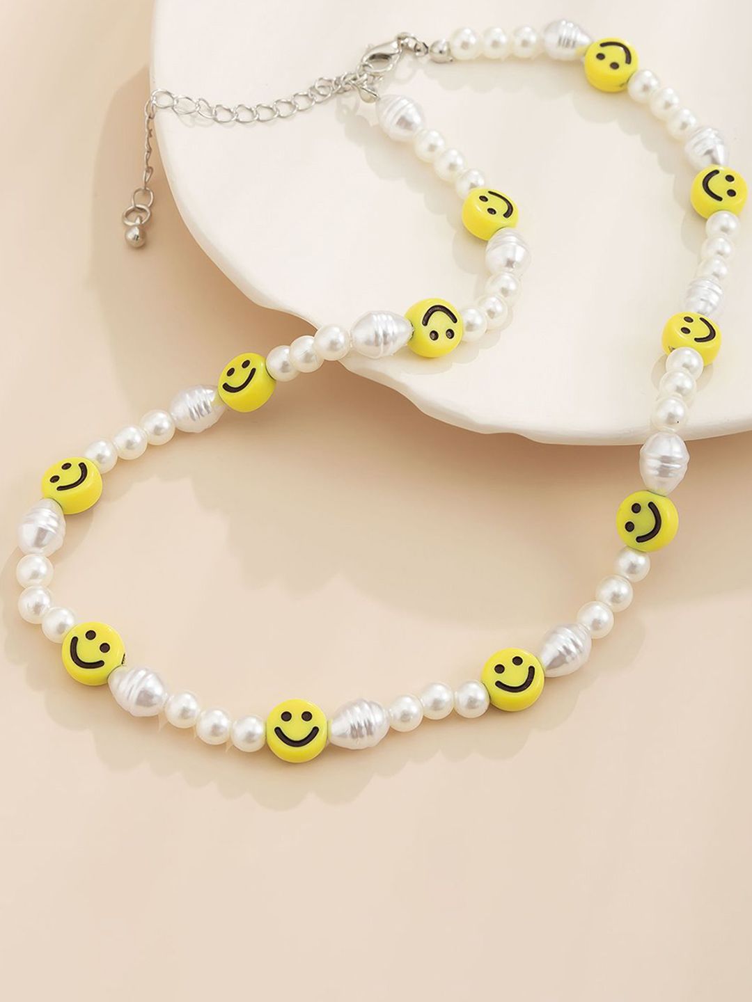 Gold-Plated Artificial Stone Baeded MInimal Necklace