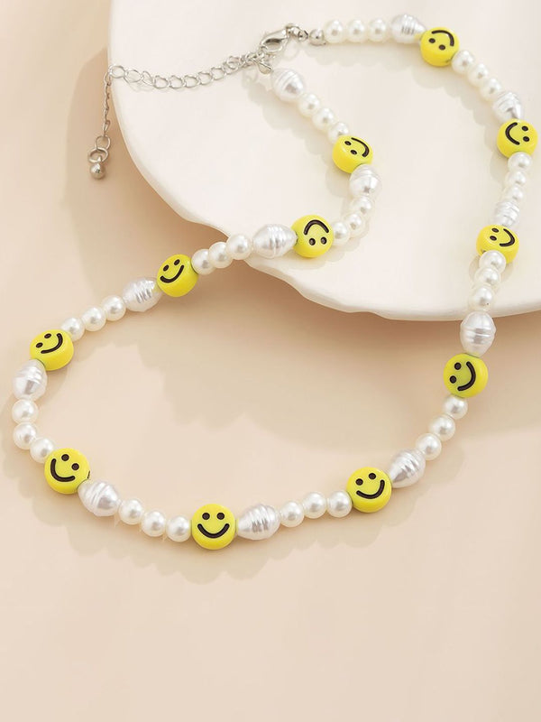 Gold-Plated Artificial Stone Baeded MInimal Necklace