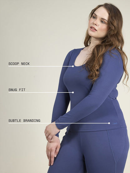 Women Navy Sculpt Scoop Top