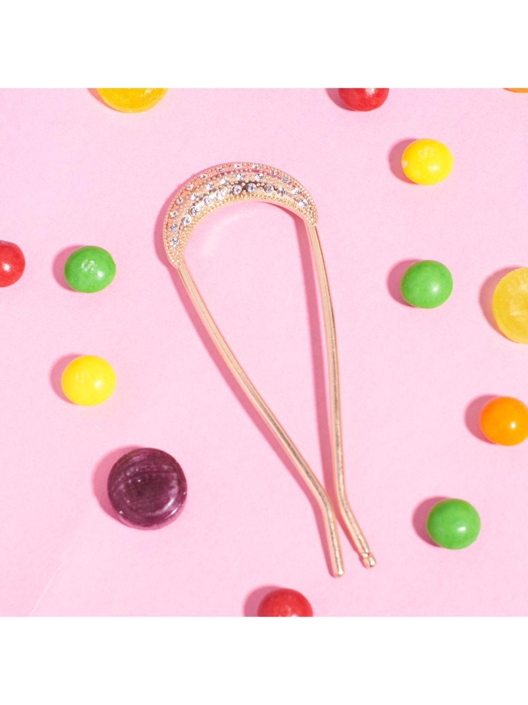 SALTY Stones Studded Pop Star Bun Pin And Cuff