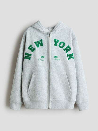 Motif-Detail Zip-Trough Hoodie