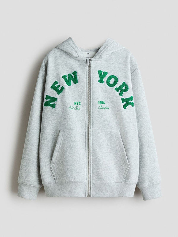 Motif-Detail Zip-Trough Hoodie