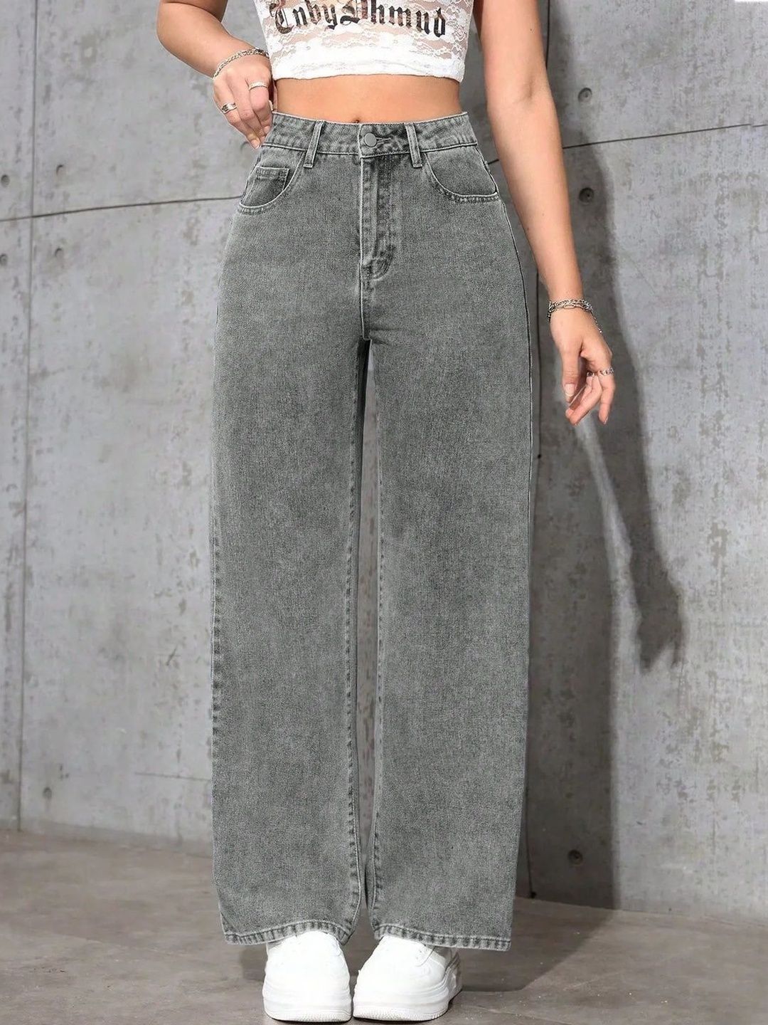 Women Jaguar Wide Leg High-Rise Light Fade Stretchable Jeans