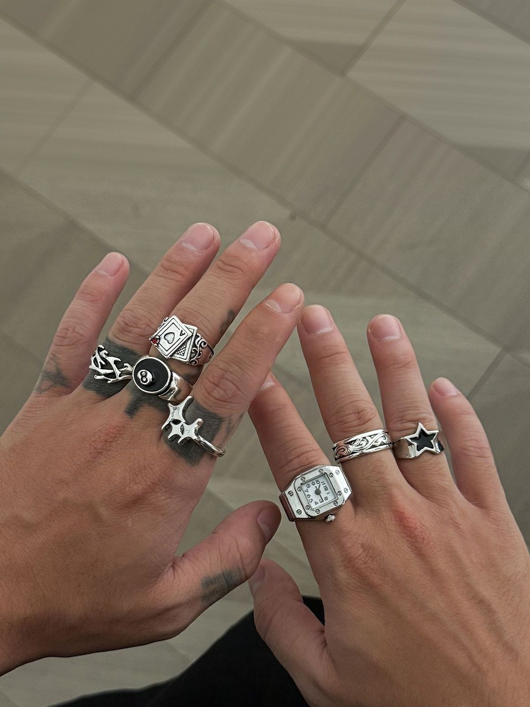 Set of 7 Silver-Plated Finger Ring
