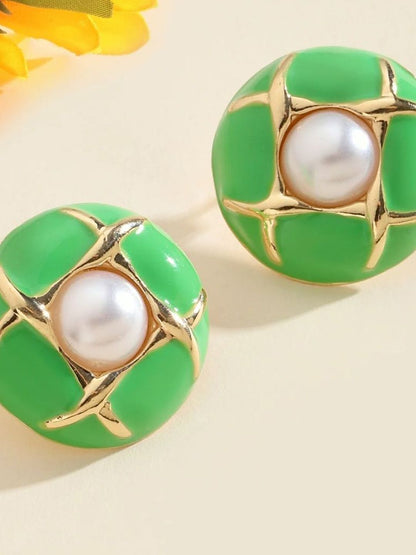 SALTY Pack of 2 Women Pearly Luxury Gold Earring