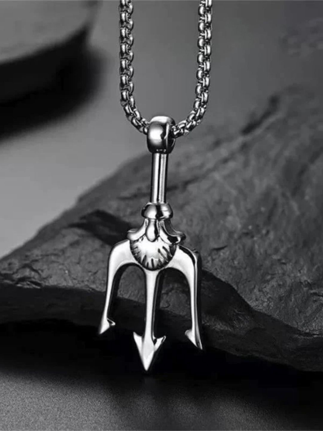 SALTY Pack of 2 Men Shivatrishul Silver Pendant