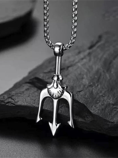 SALTY Pack of 2 Men Shivatrishul Silver Pendant