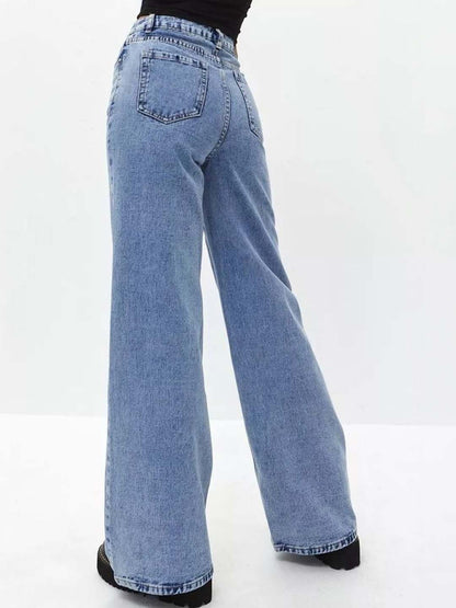 Women Straight Fit High-Rise Light Fade Jeans