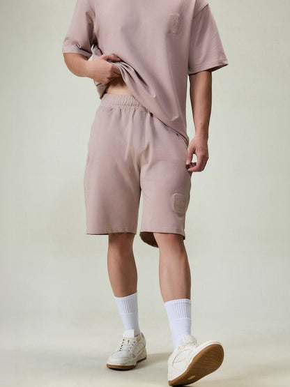Dusty Pink Men Low-Rise Training or Gym Cotton Leisure Shorts